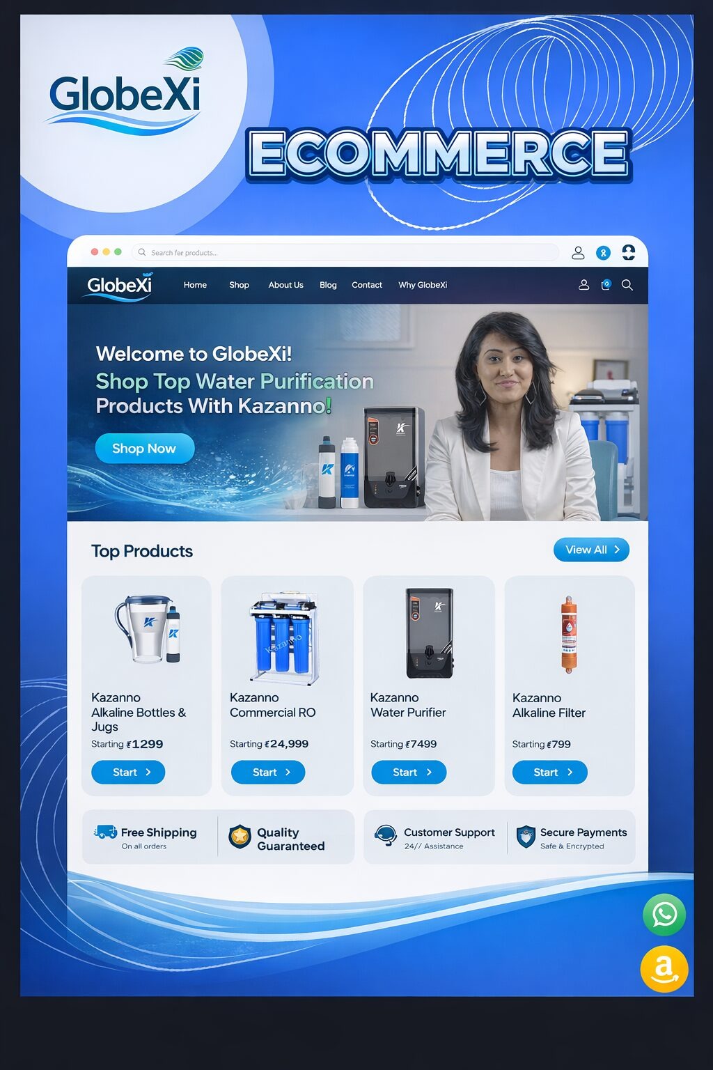 GlobeXi website design and storefront screenshot