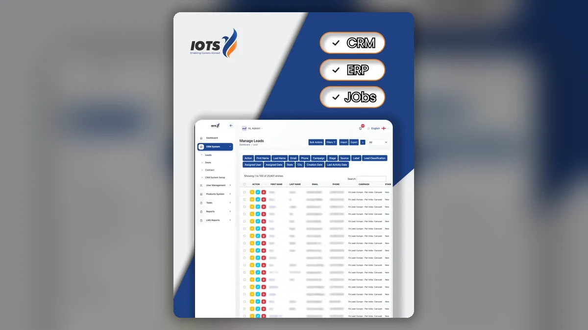 IOTS CRM ERP and jobs platform project